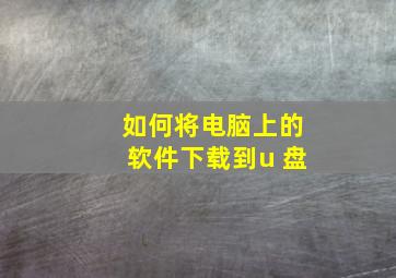 如何将电脑上的软件下载到u 盘